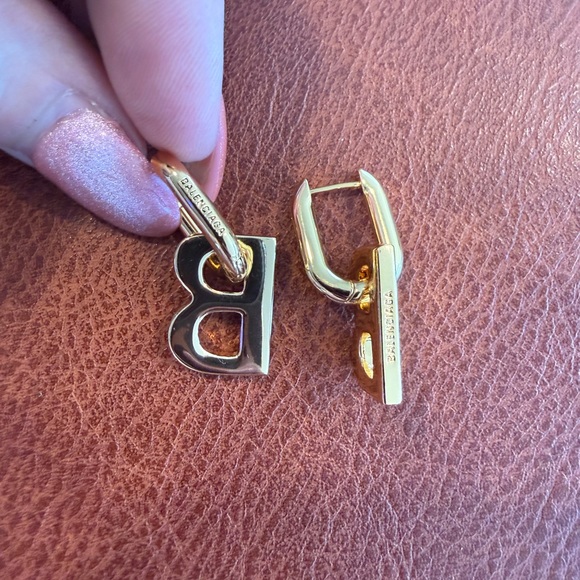 Balenciaga Gold B Initial Earrings - Picture 5 of 6